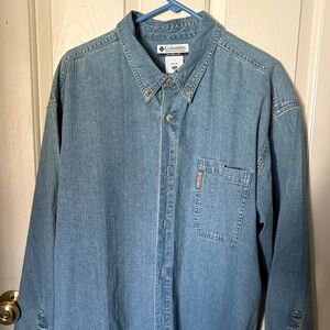 Vintage Columbia Light Blue Denim Button-Up Shirt